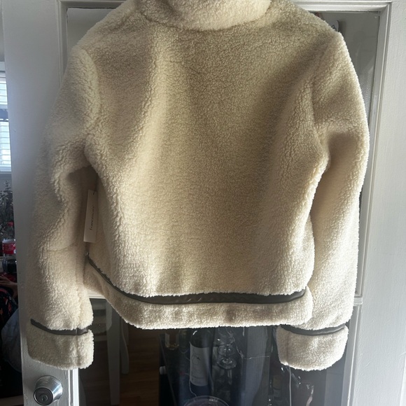 Francesca's Collections Cream Teddy Jacket with Black Accents - Picture 6 of 6